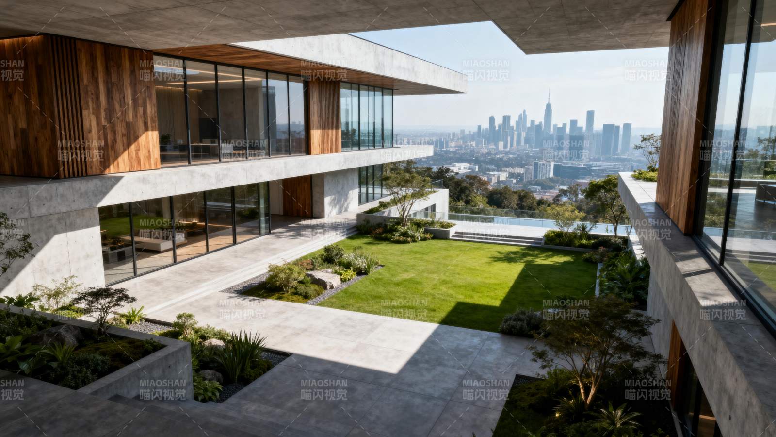 现代豪宅瞰城景图片