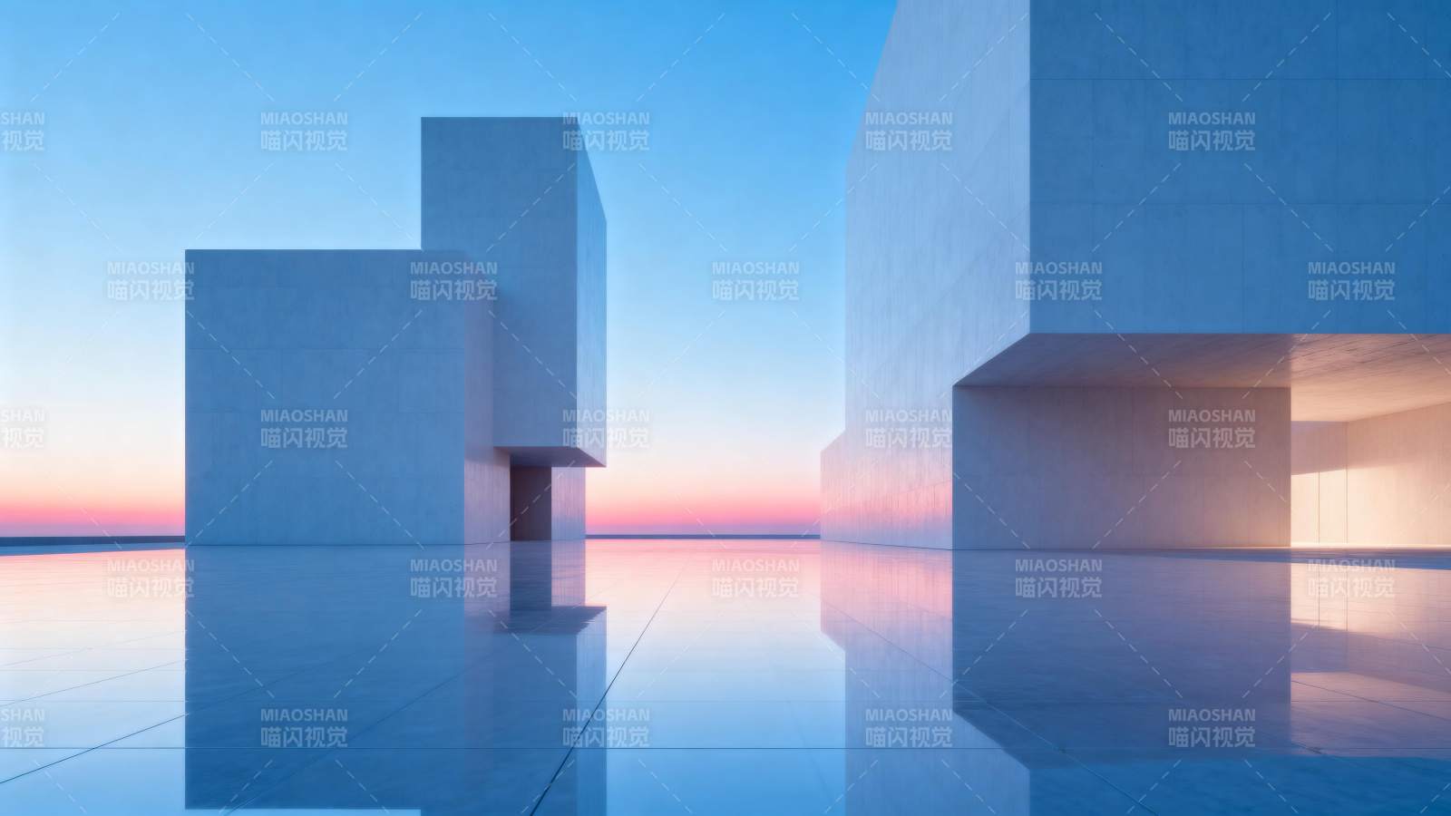 极简建筑晨曦图片