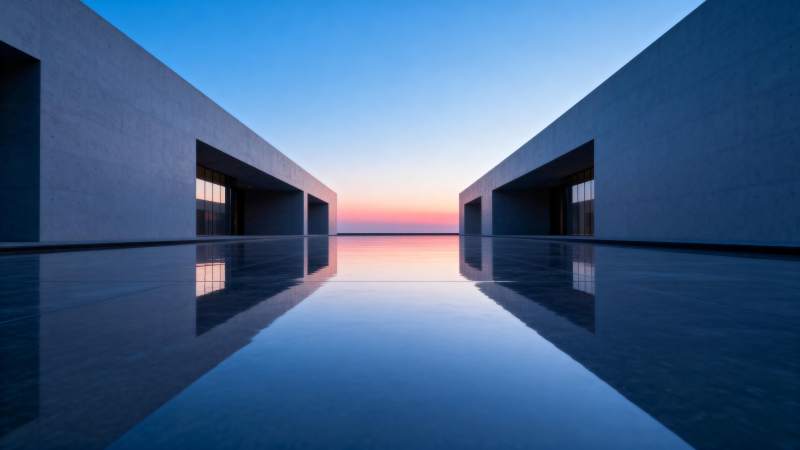 极简建筑倒影图片