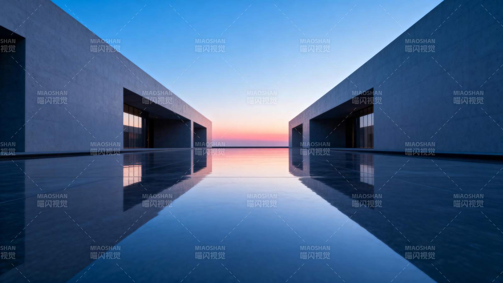 极简建筑倒影图片