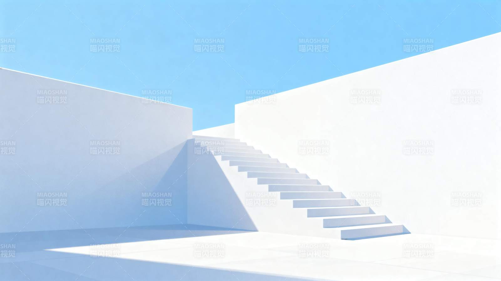 阶梯通向蓝天图片