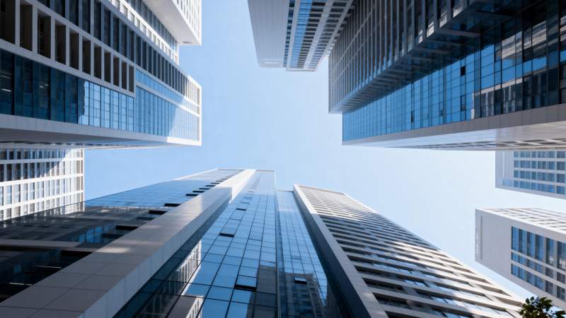 城市高楼仰视图图片