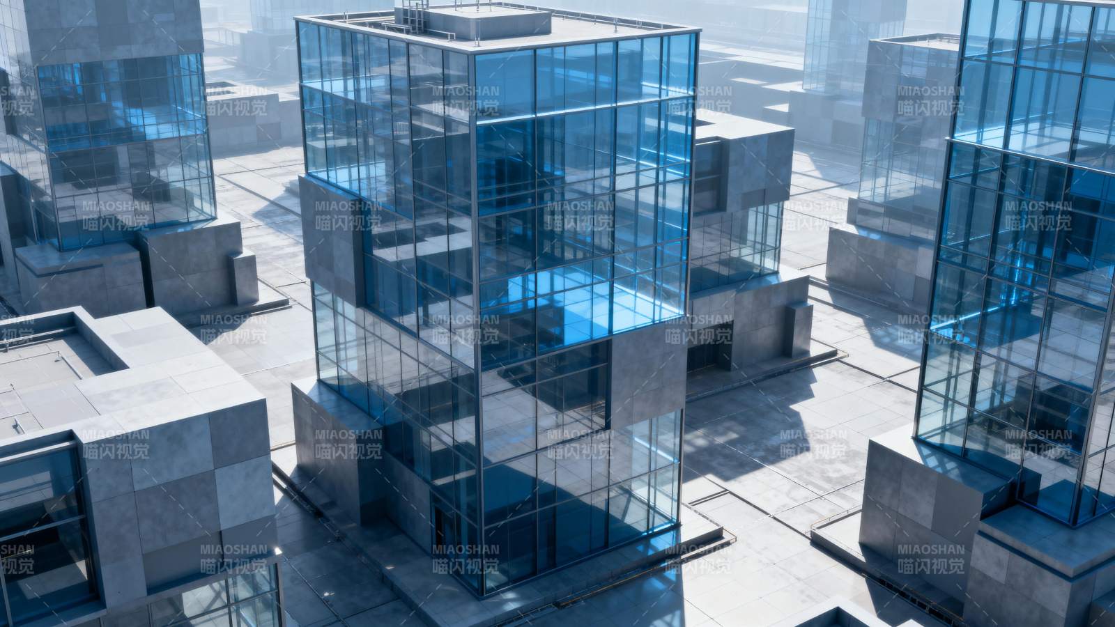 玻璃立方体建筑群图片