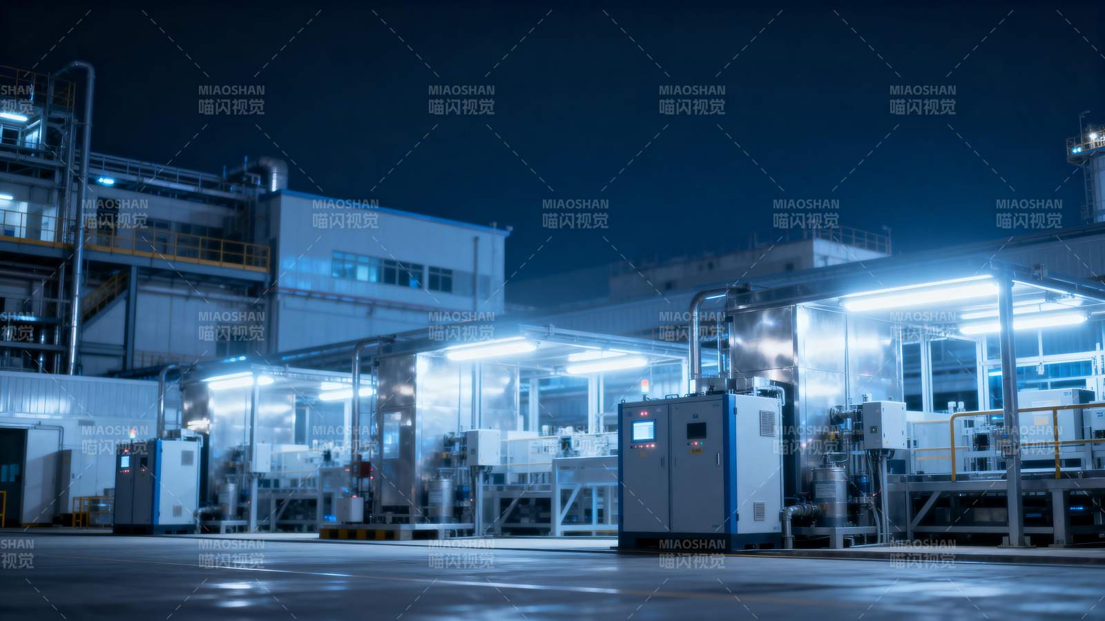 夜幕下的工业厂区图片