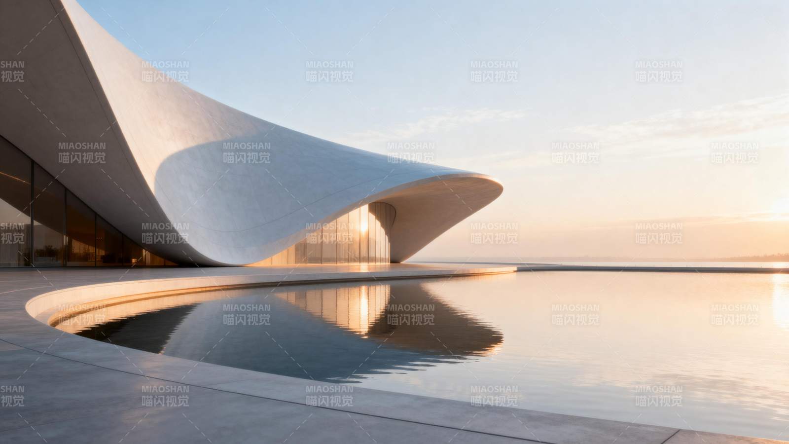 现代建筑与水景图片