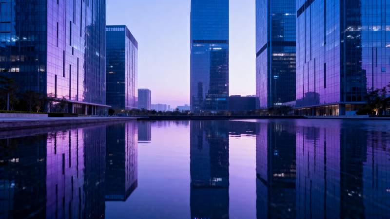 城市倒影夜景图片