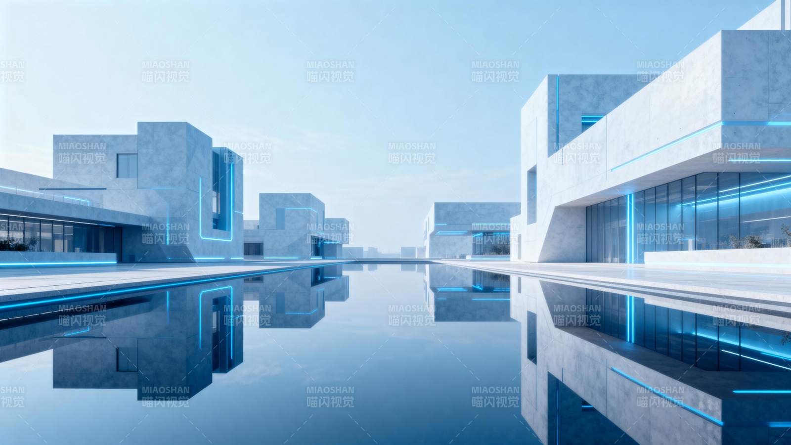 未来建筑倒影图片