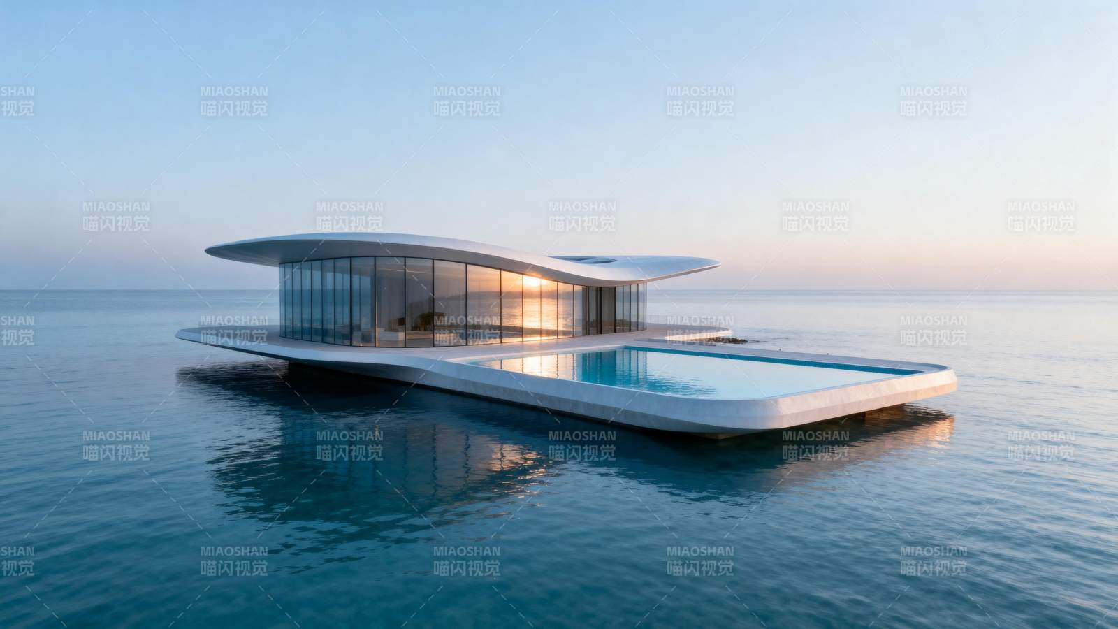 海上浮屋 静谧如画图片