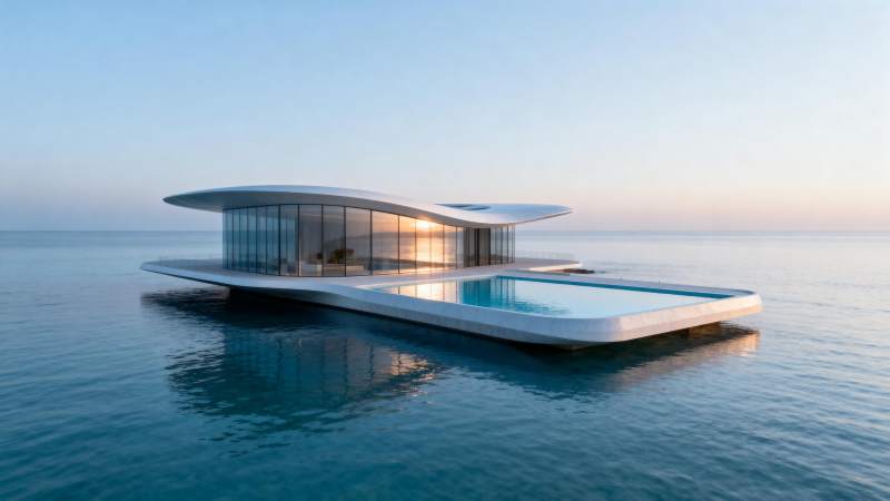 海上浮屋 静谧如画图片