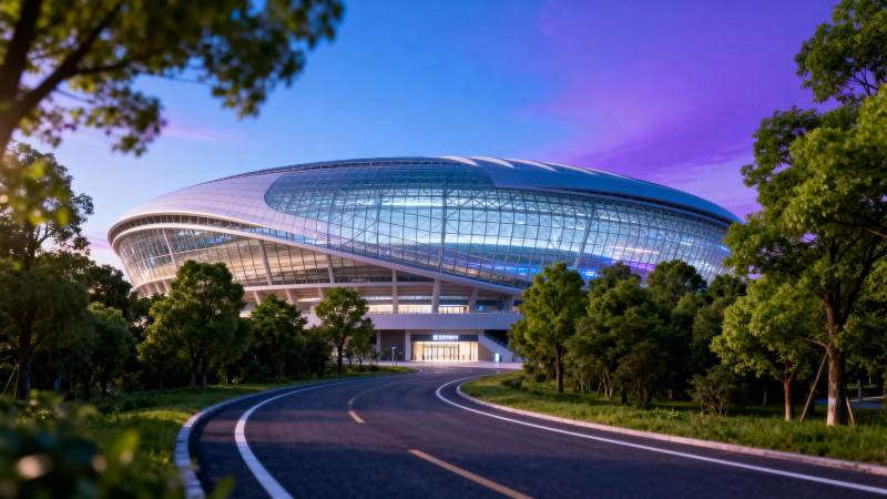 现代体育场夜景图片