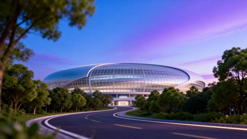 现代体育场夜景图片