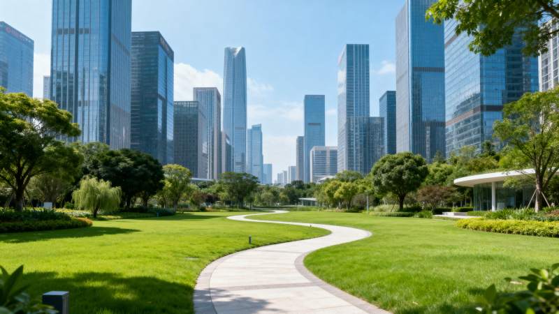 城市绿洲 高楼林立图片