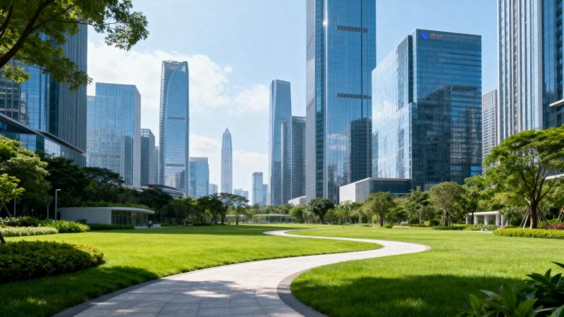 都市绿洲 高楼林立图片