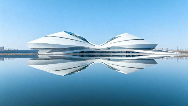 未来建筑倒影图片