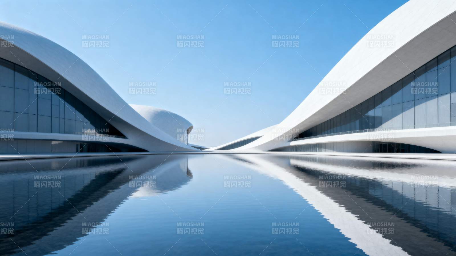 未来建筑倒影图片