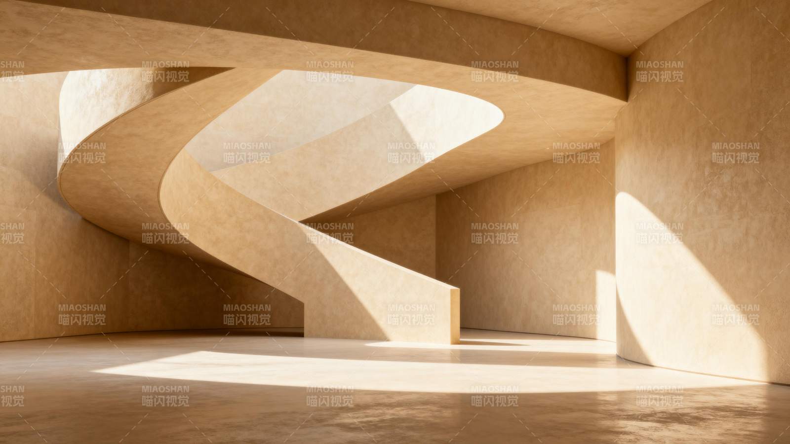 光影交错的曲线空间图片