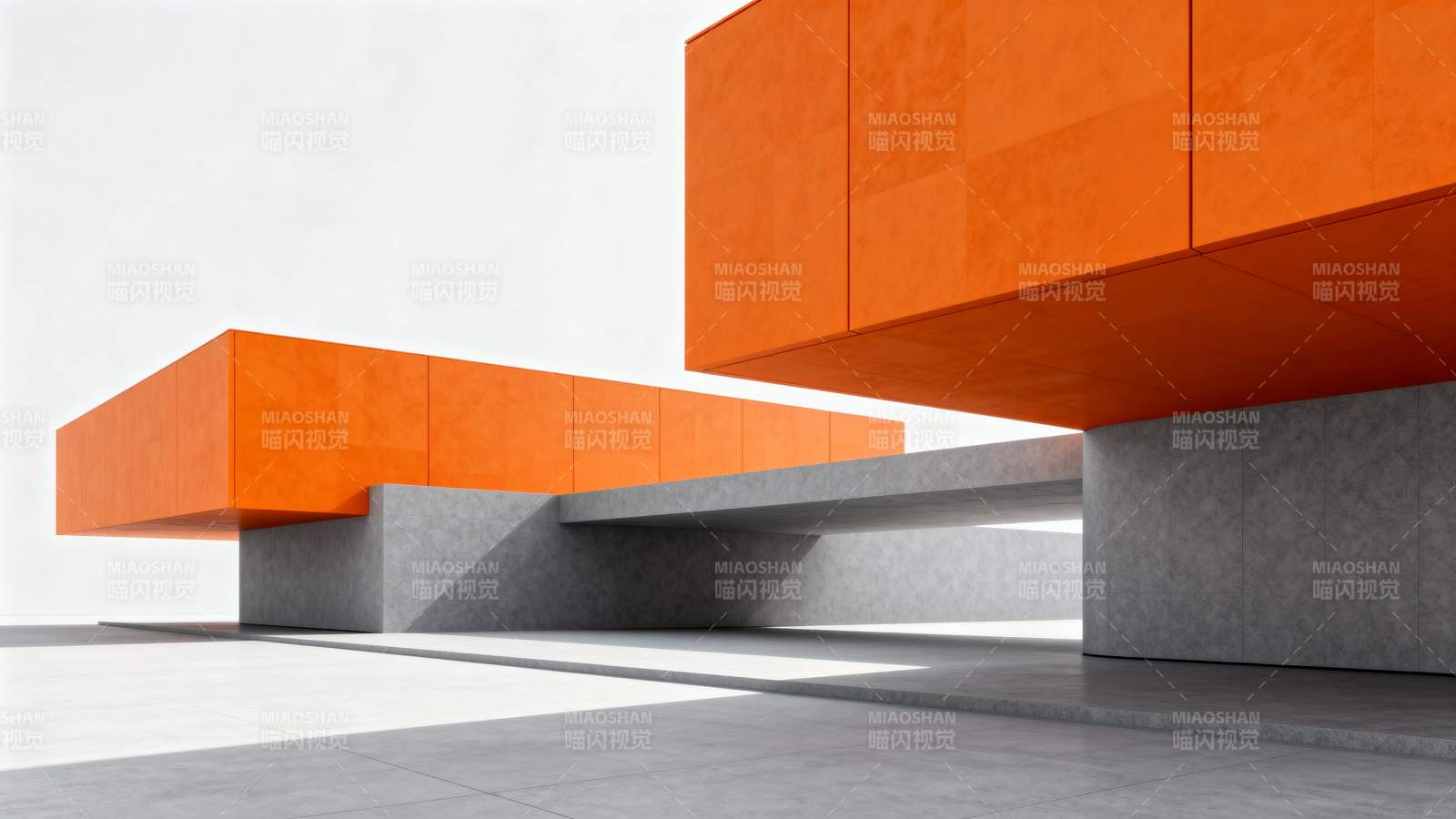 橙色几何建筑图片