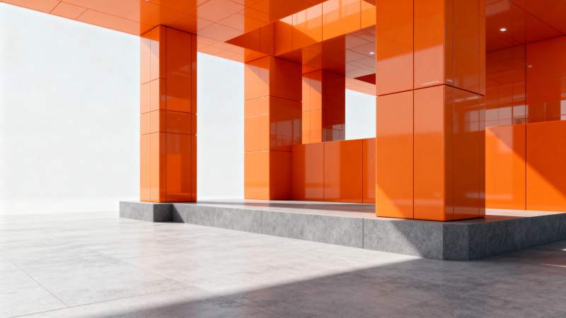 橙色现代建筑外观图片