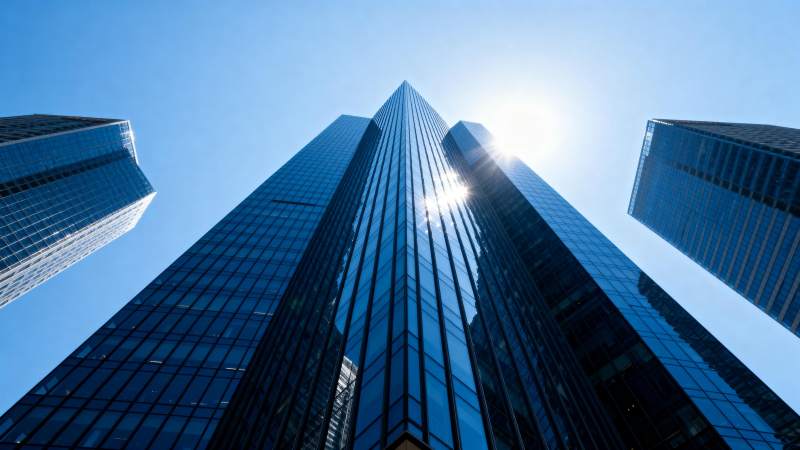 摩天大楼仰望蓝天图片