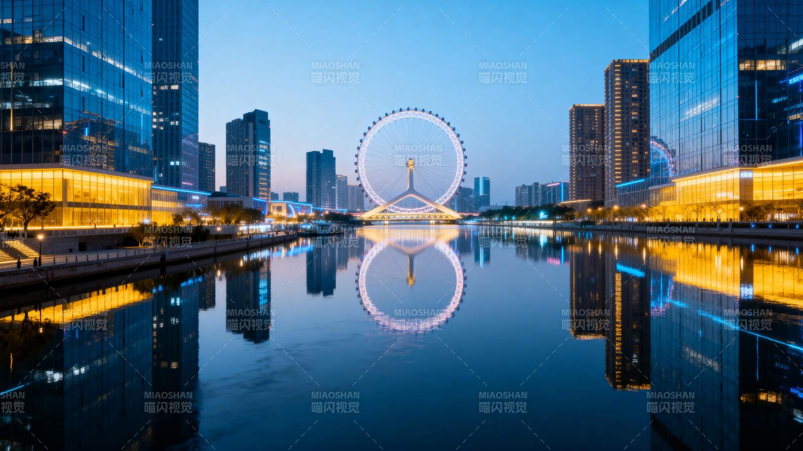 天津之眼夜景图片