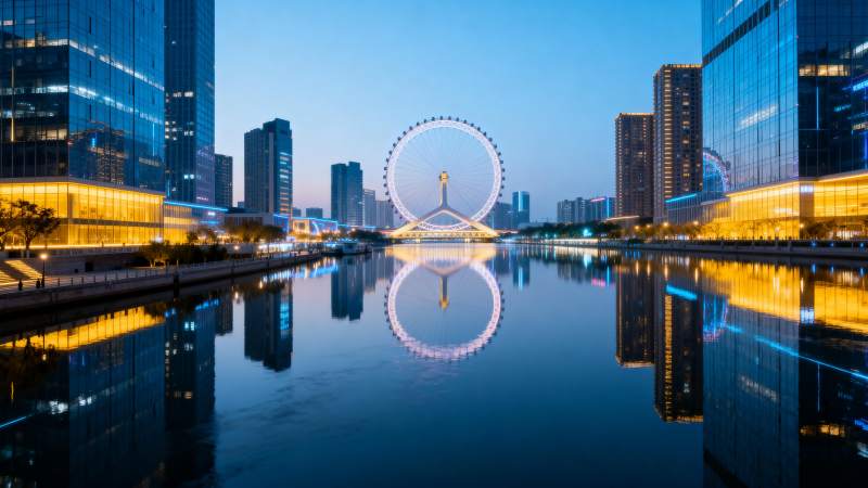 天津之眼夜景图片