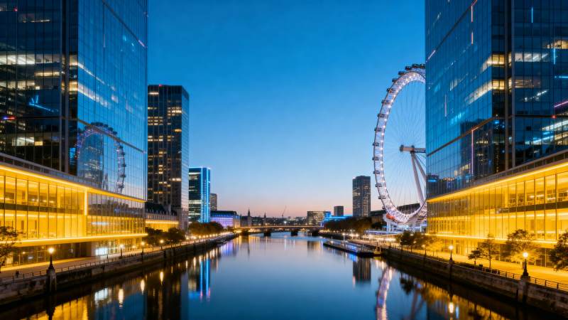 伦敦眼夜景璀璨图片
