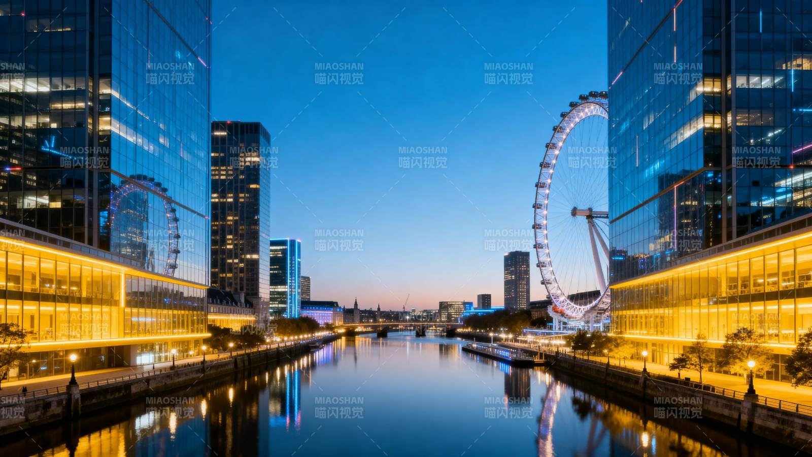 伦敦眼夜景璀璨图片