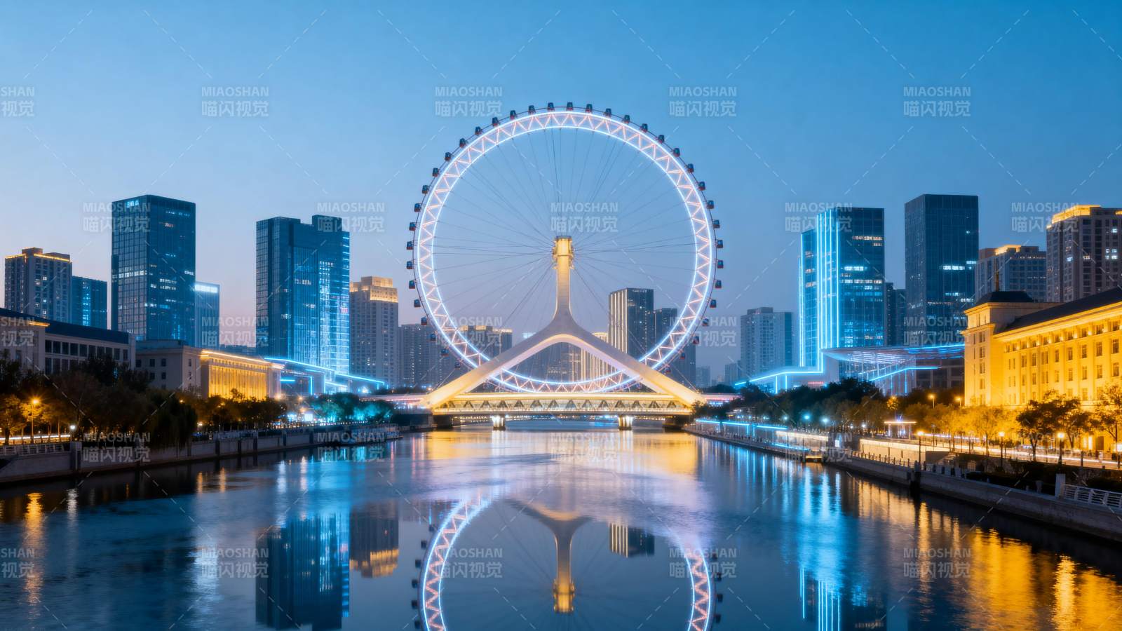 城市夜景摩天轮图片