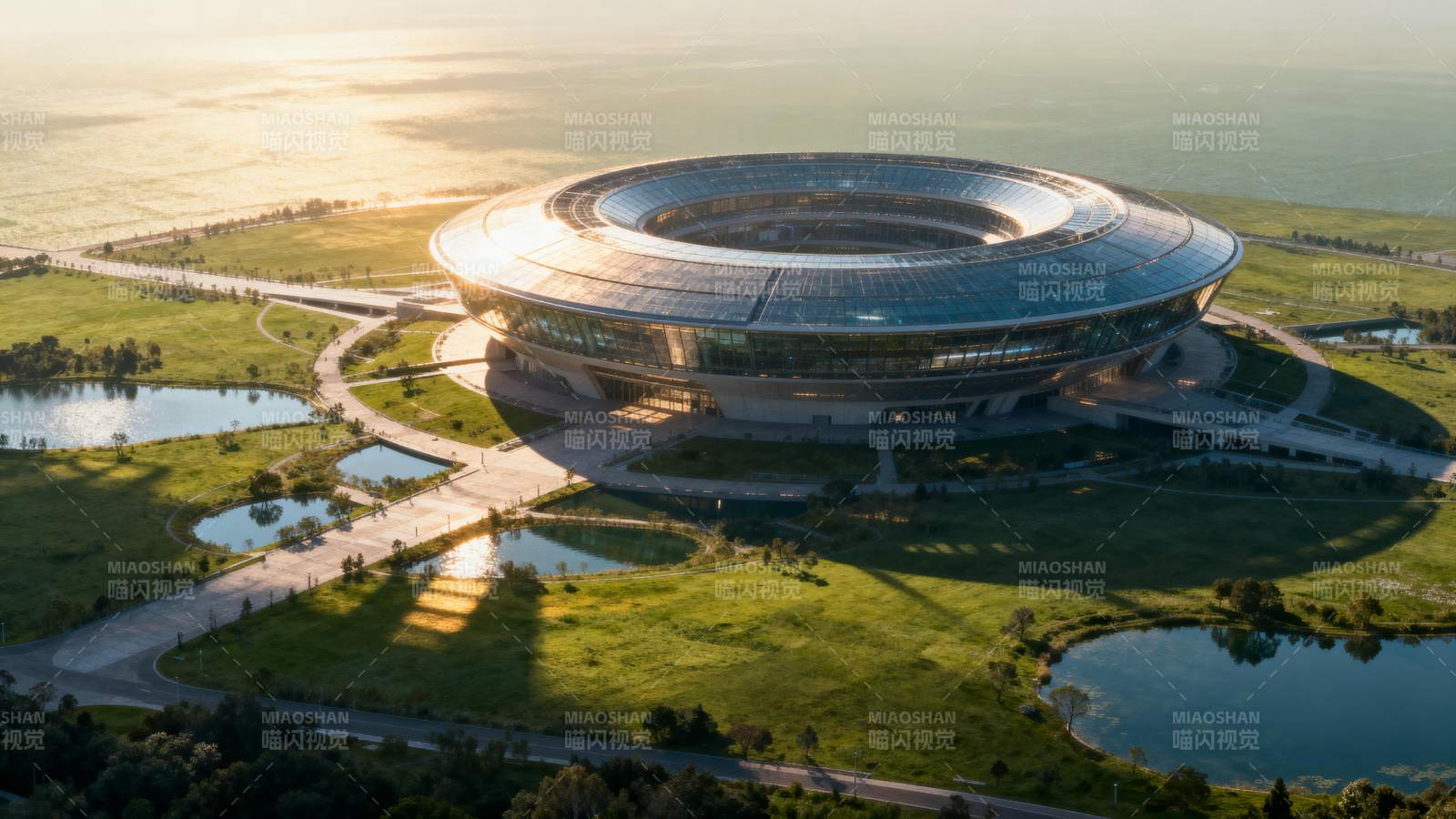 现代体育场晨光图片