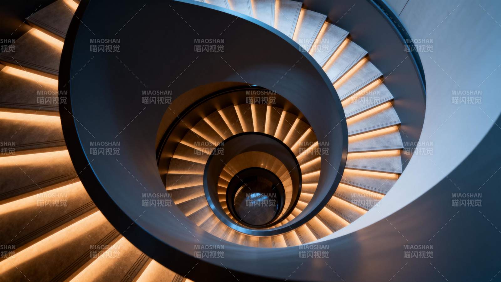 螺旋阶梯光影交错图片