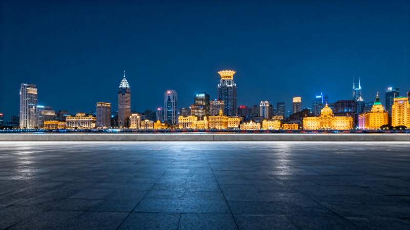 夜幕下的城市天际线图片