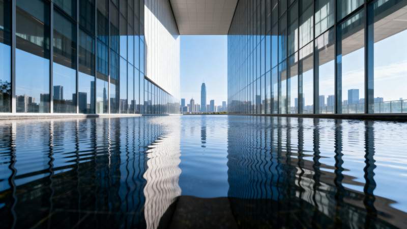 城市天际线倒影图片