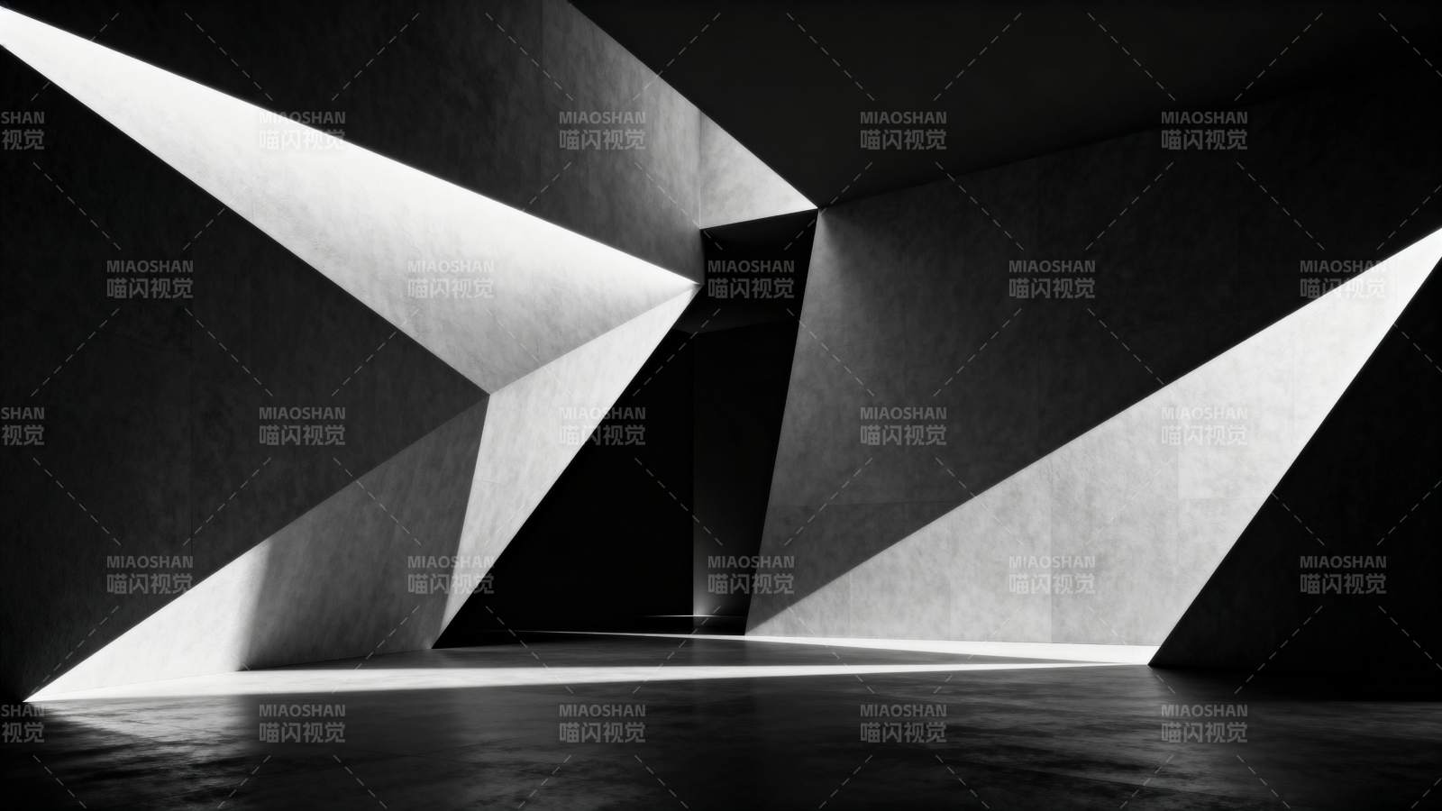 光影交错的几何空间图片