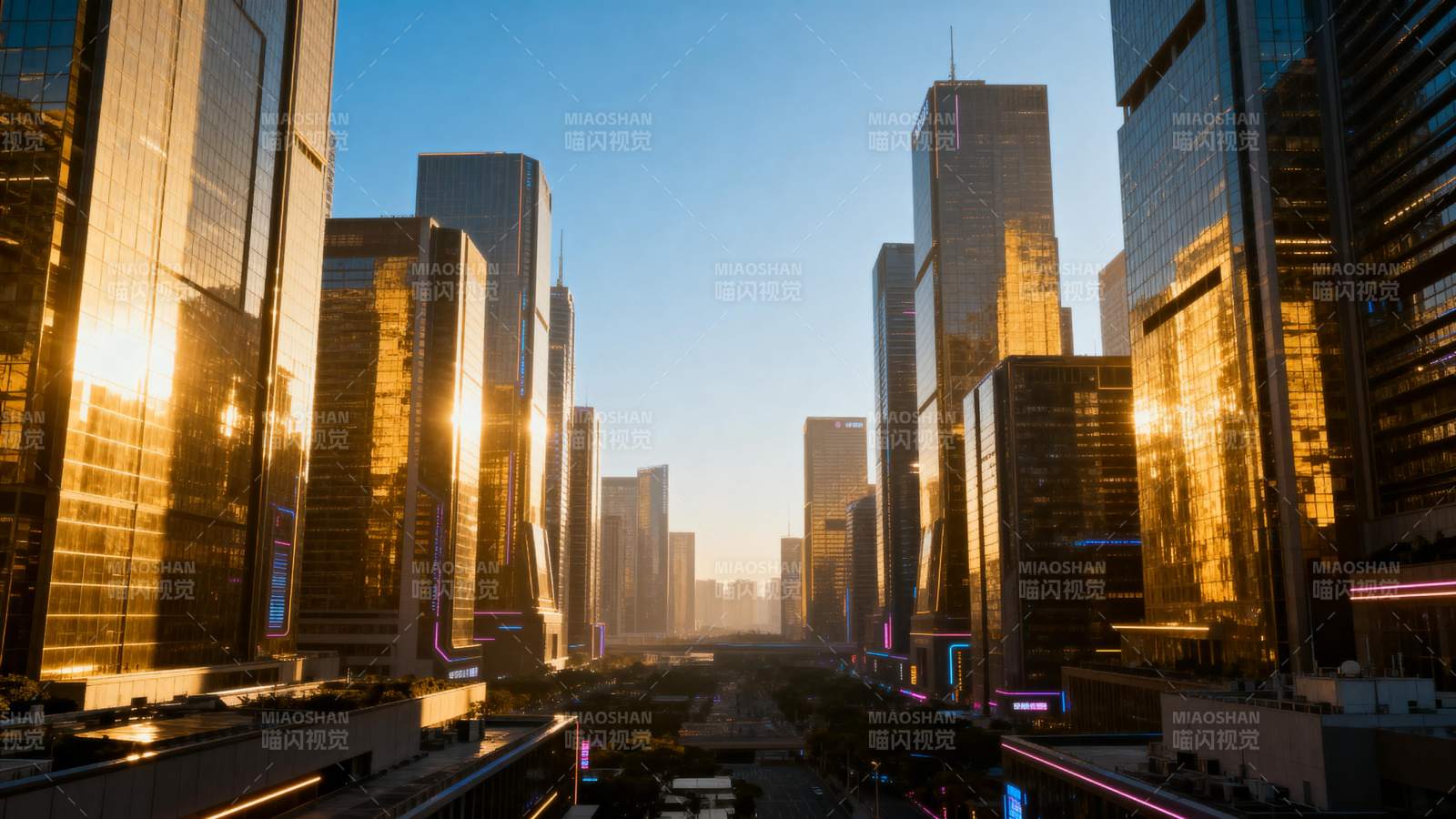 都市晨曦 高楼林立图片