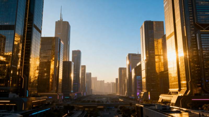 都市晨曦光影图片