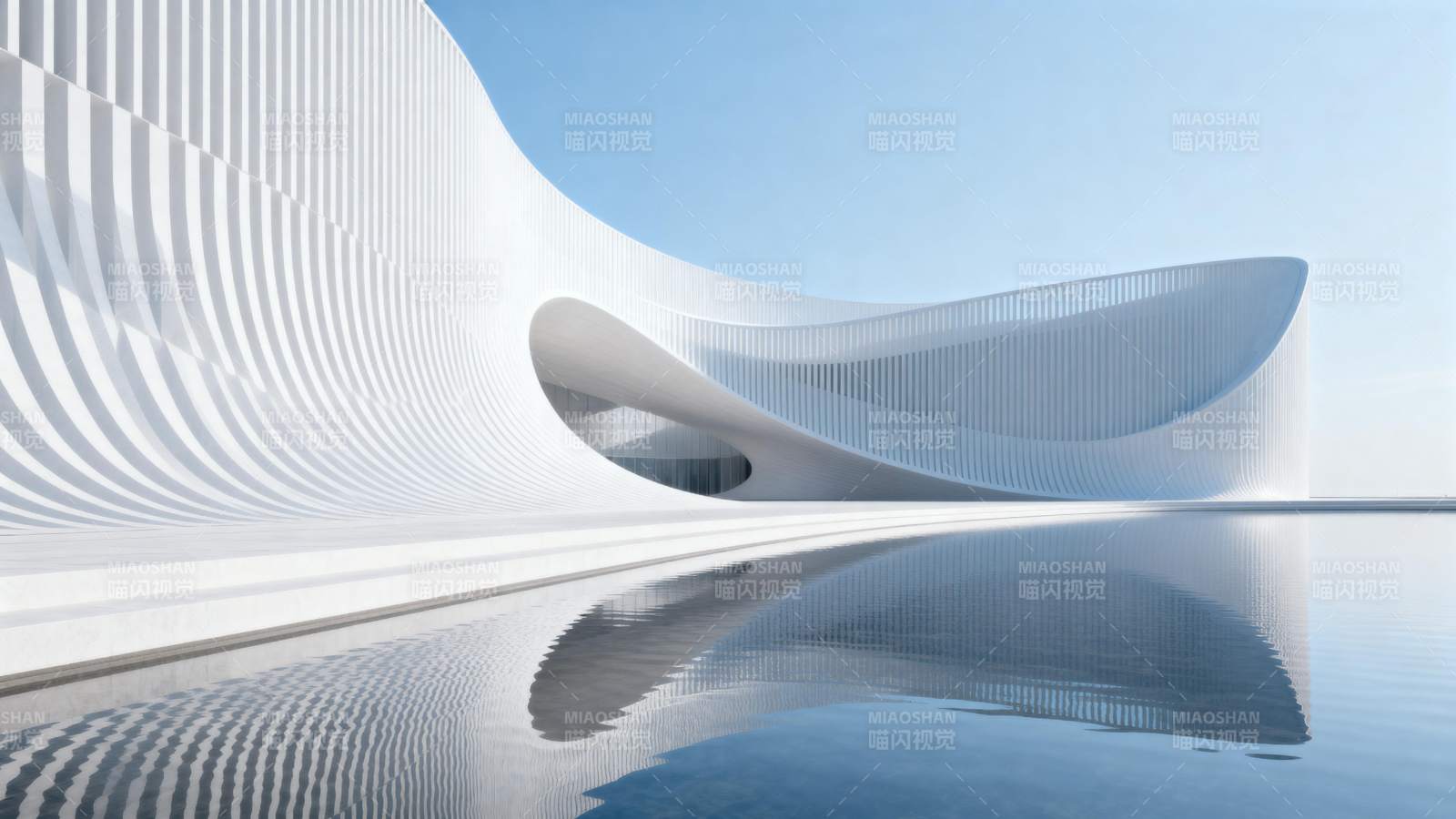 未来建筑倒影图片