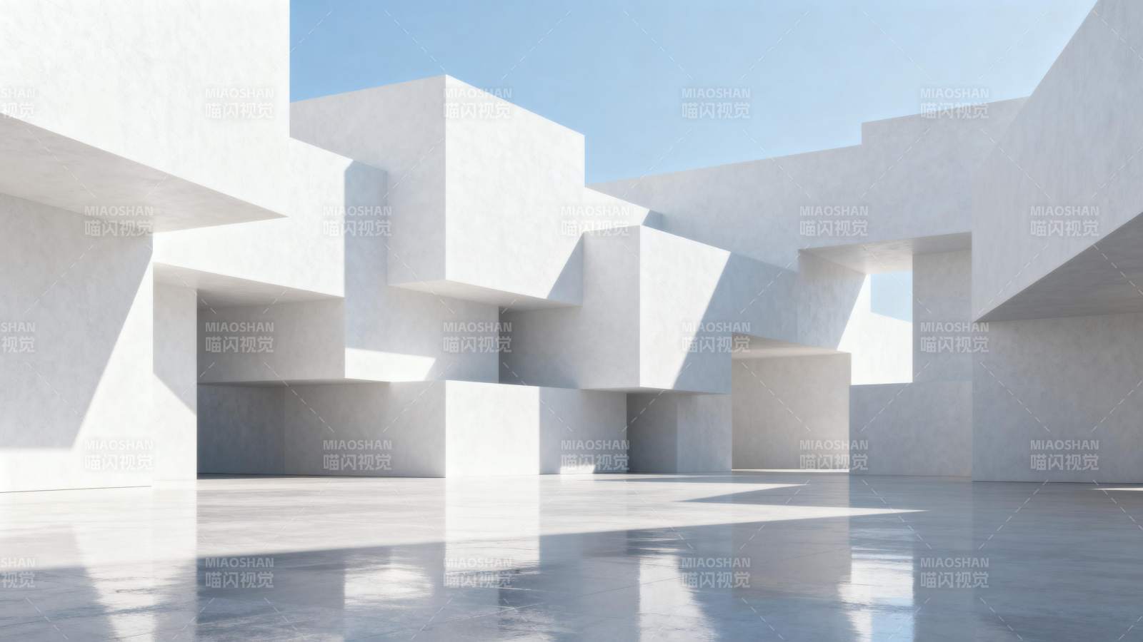 白色几何建筑空间图片