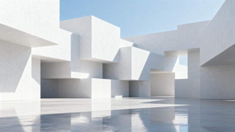 白色几何建筑空间图片