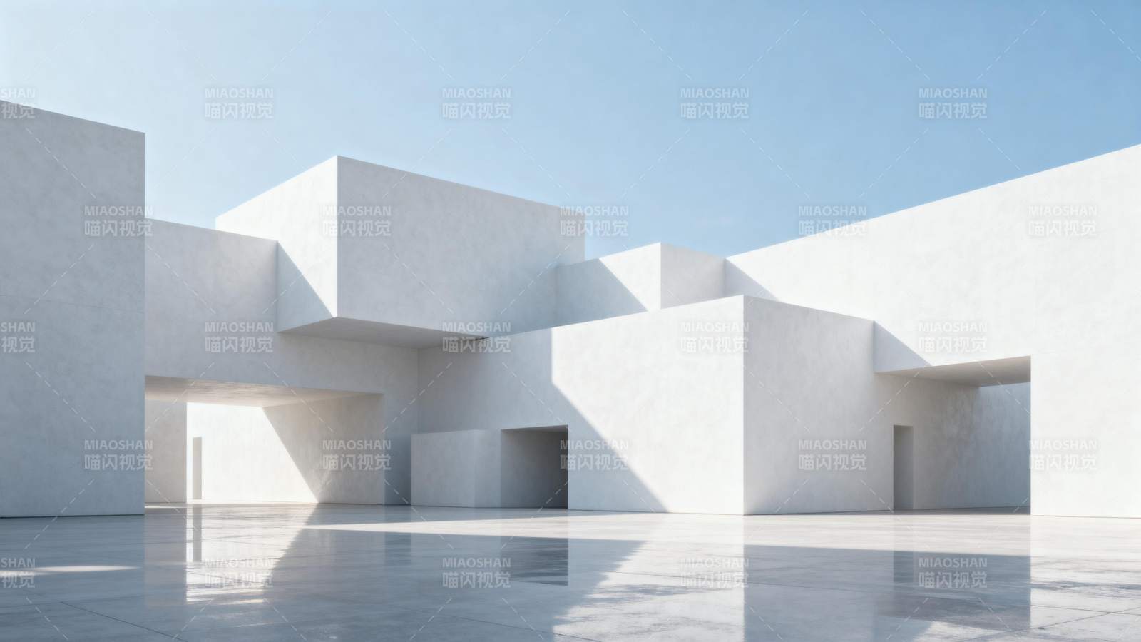 极简白色建筑群图片