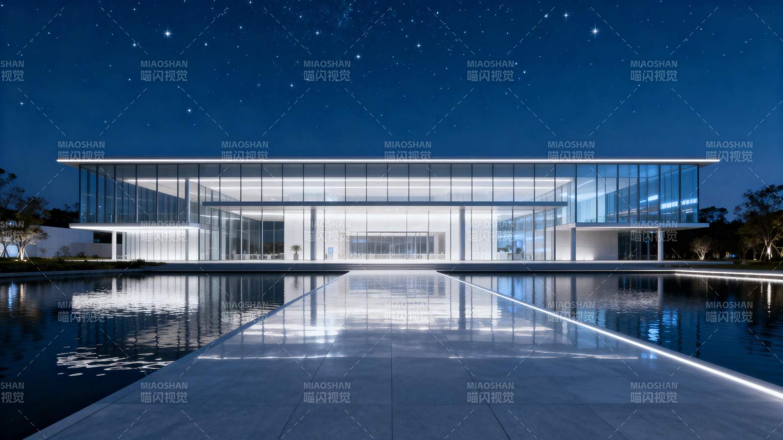 夜幕下的现代建筑图片