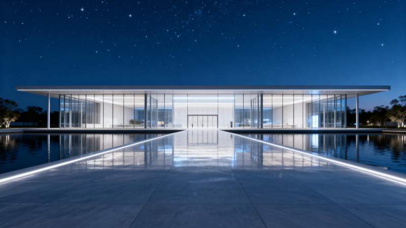 星空下的现代建筑图片