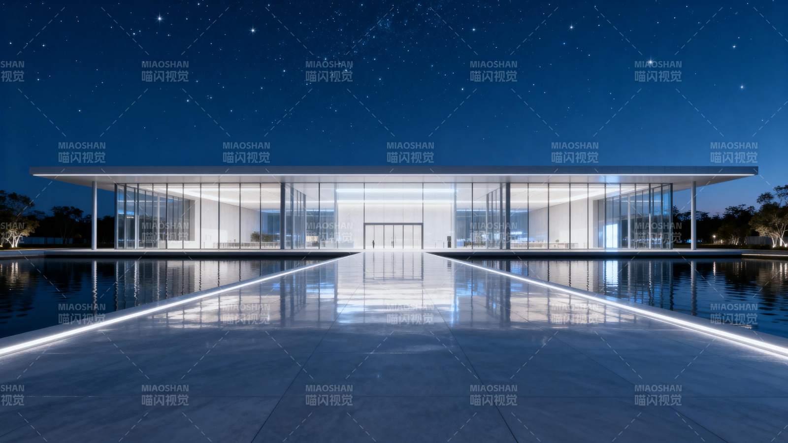 星空下的现代建筑图片