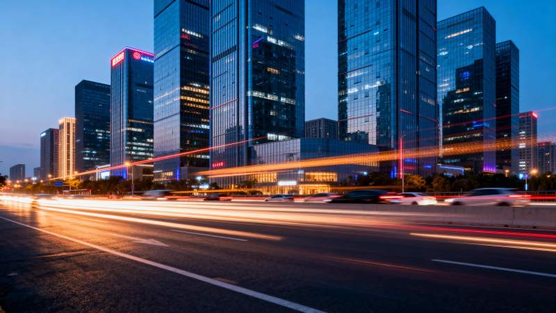 都市夜景车流光影图片