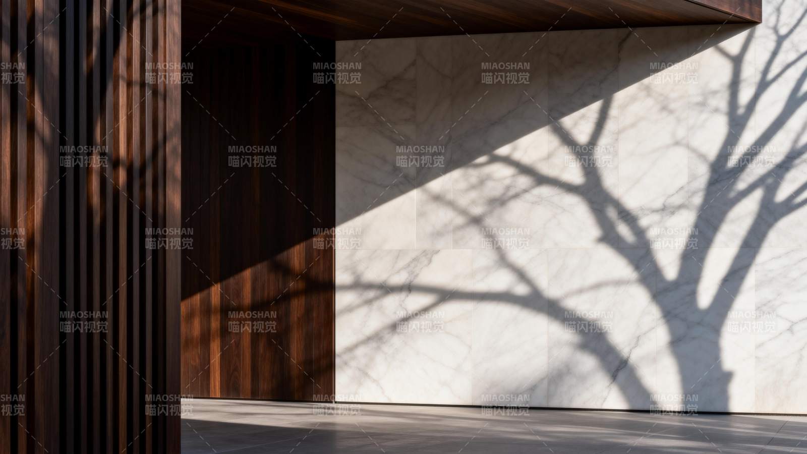 光影树影墙图片