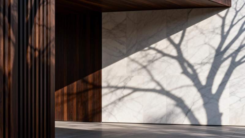 光影树影墙图片