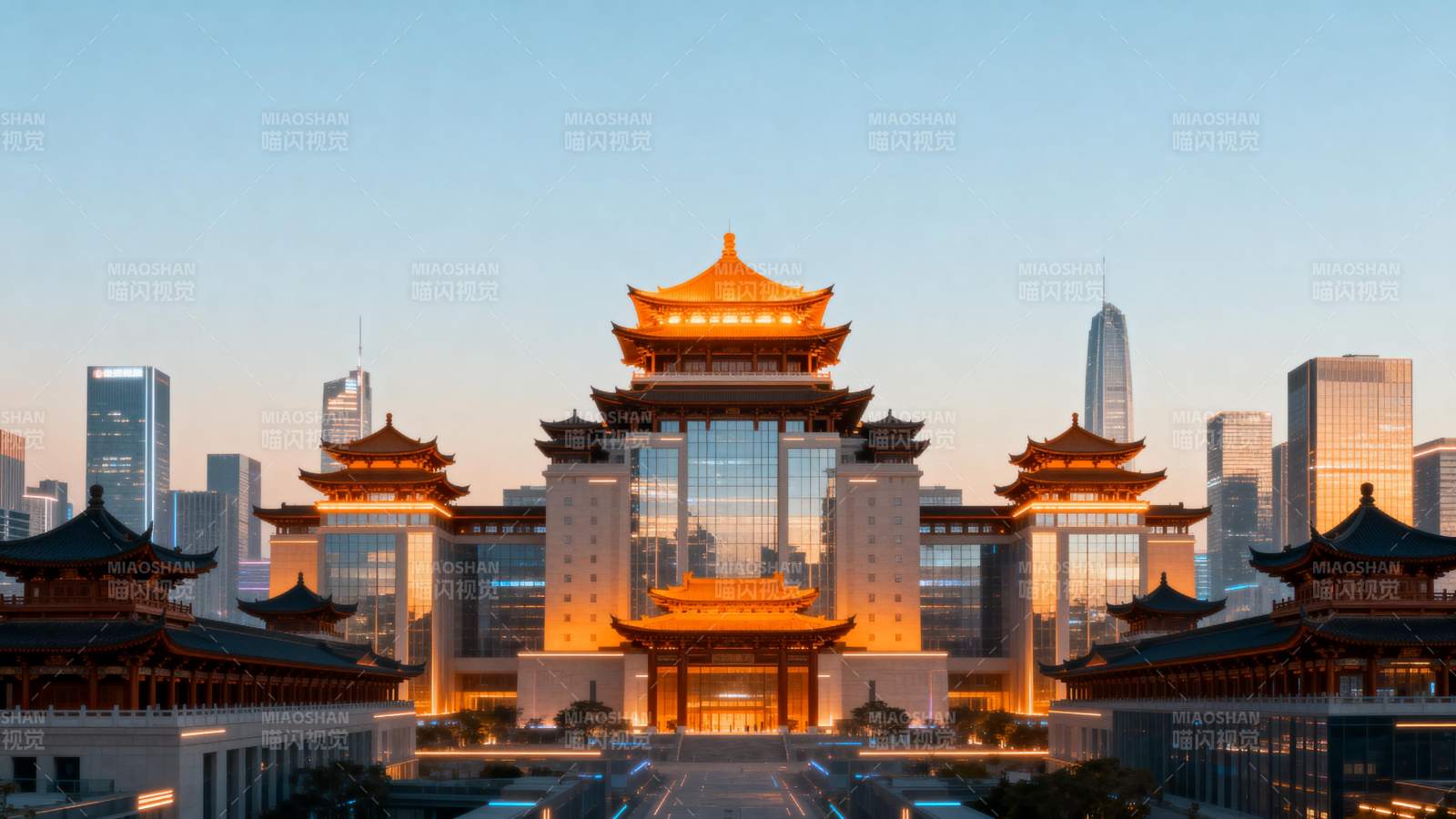 现代中式建筑群图片