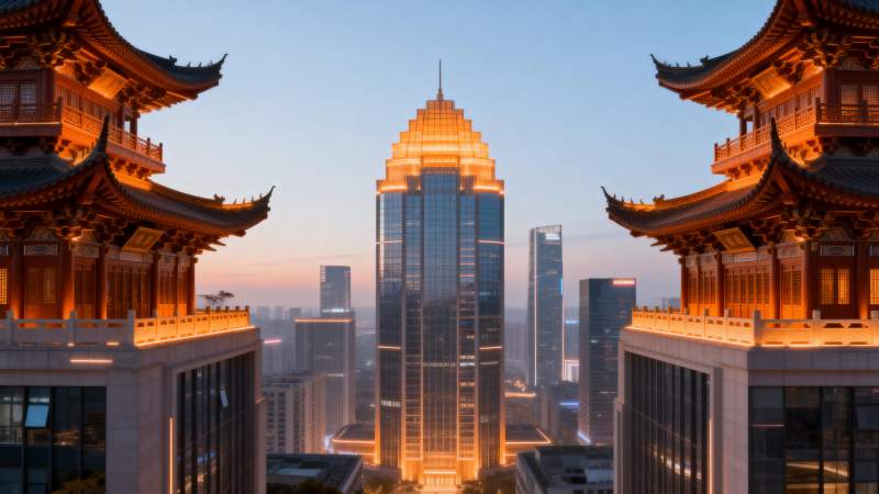 古今交融的城市天际线图片