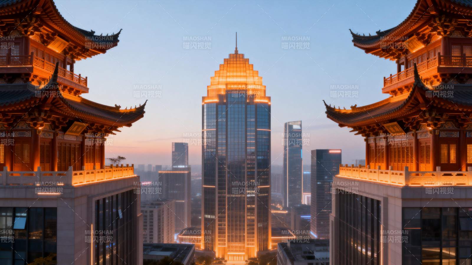 古今交融的城市天际线图片