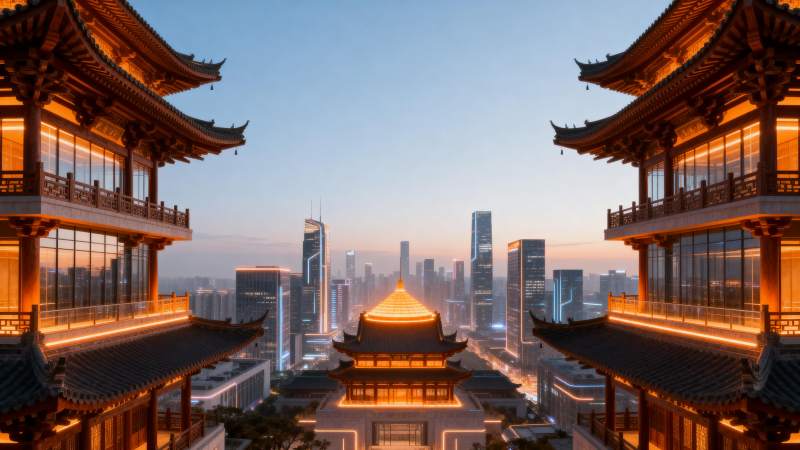 古韵今城夜景图片