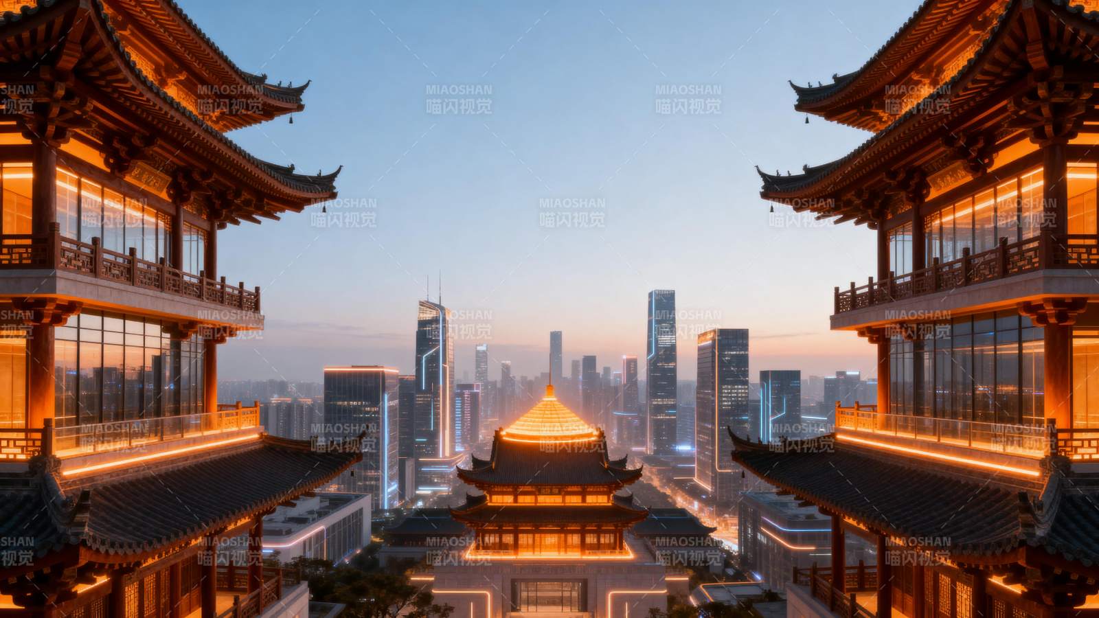 古韵今城夜景图片